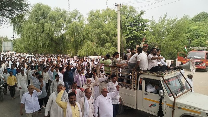 खाजूवाला के लोगों ने धरनास्थल पर ही मनाया स्वतंत्रता दिवस, निकाली जबरदस्त रैली