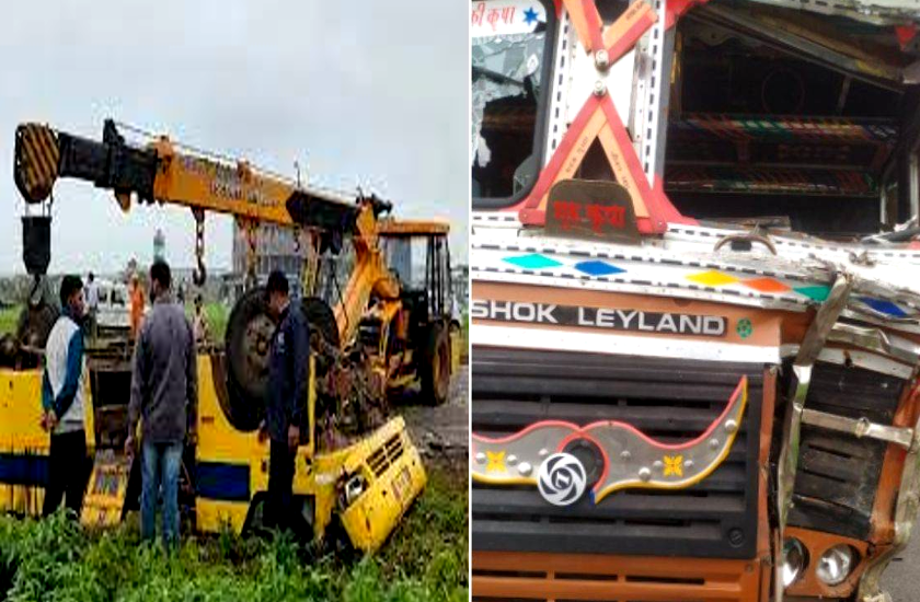bus and truck accident dhar