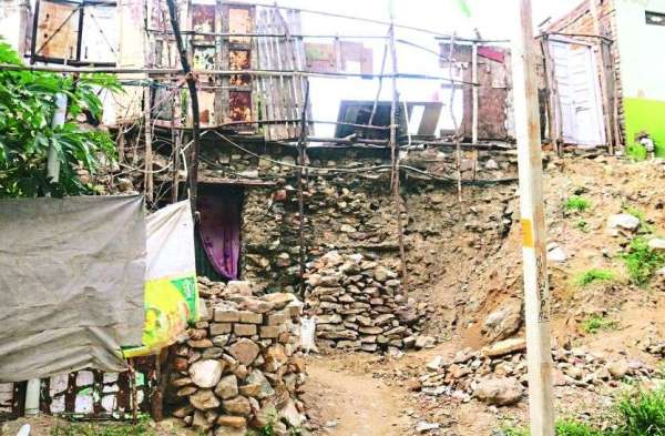 cracks in the rocks have widened