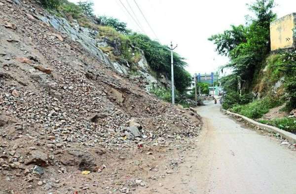 cracks in the rocks have widened