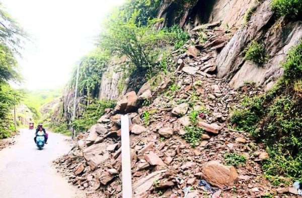 cracks in the rocks have widened