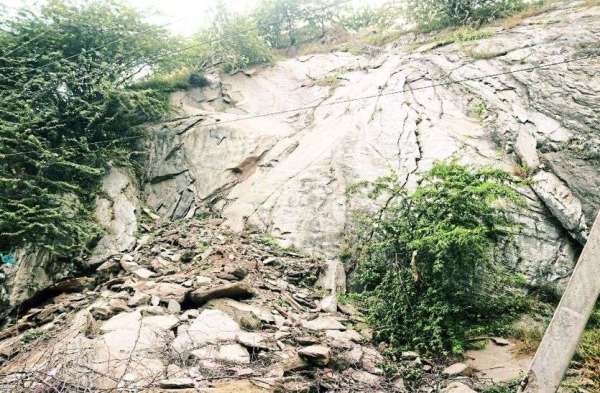 cracks in the rocks have widened