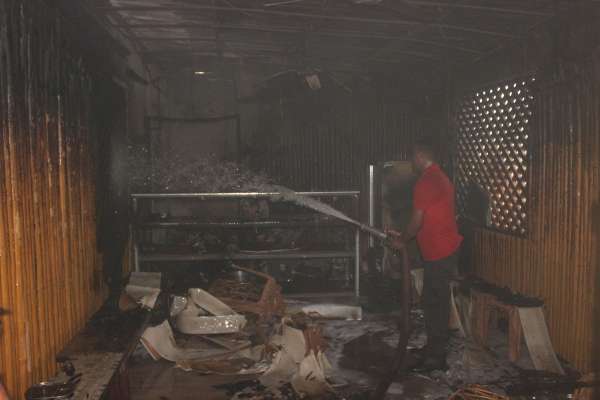 gas cylinder caught fire