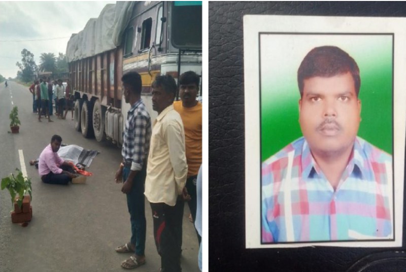 सडक़ किनारे वाहन खड़ा कर टायर में हवा चेक कर रहा था ट्रक चालक, पिकअप ने रौंदकर ले ली जान