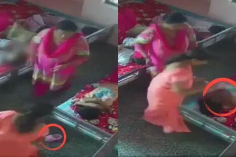 Child abuse case children's home matron beats girl with slippers