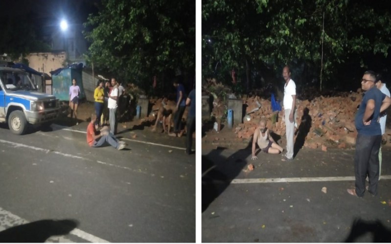 house wall collapsed