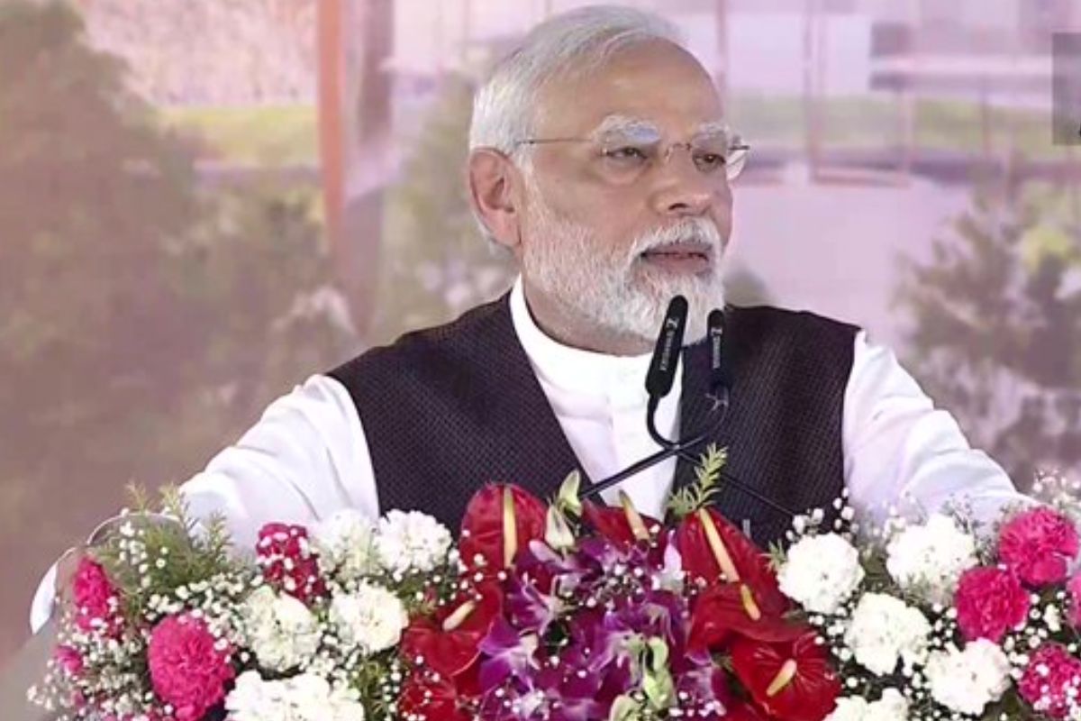 PM Modi lay foundation stone of International Cricket Stadium in stadium