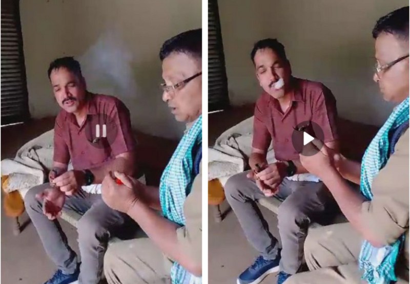 Policemen smoking ganja