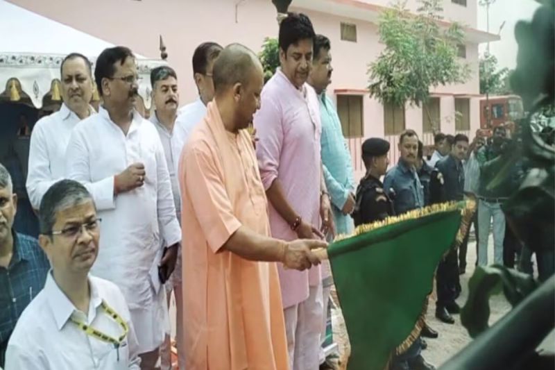 CM Yogi flags off passenger bus full of children
