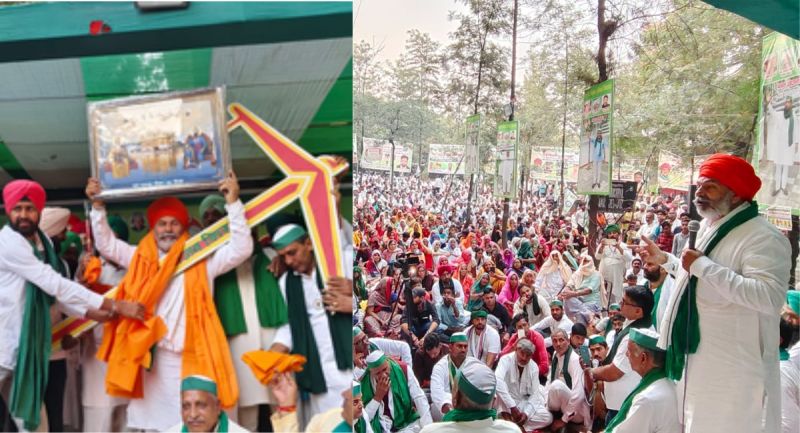 Rakesh Tikait reached farmers' protest at zero point in Greater Noida