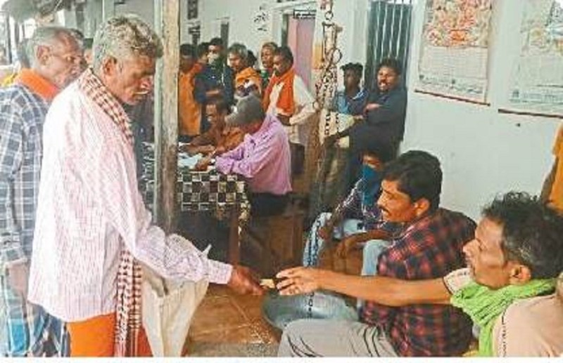 Here Gods and Goddesses stand in queue and take ration Jagdalpur