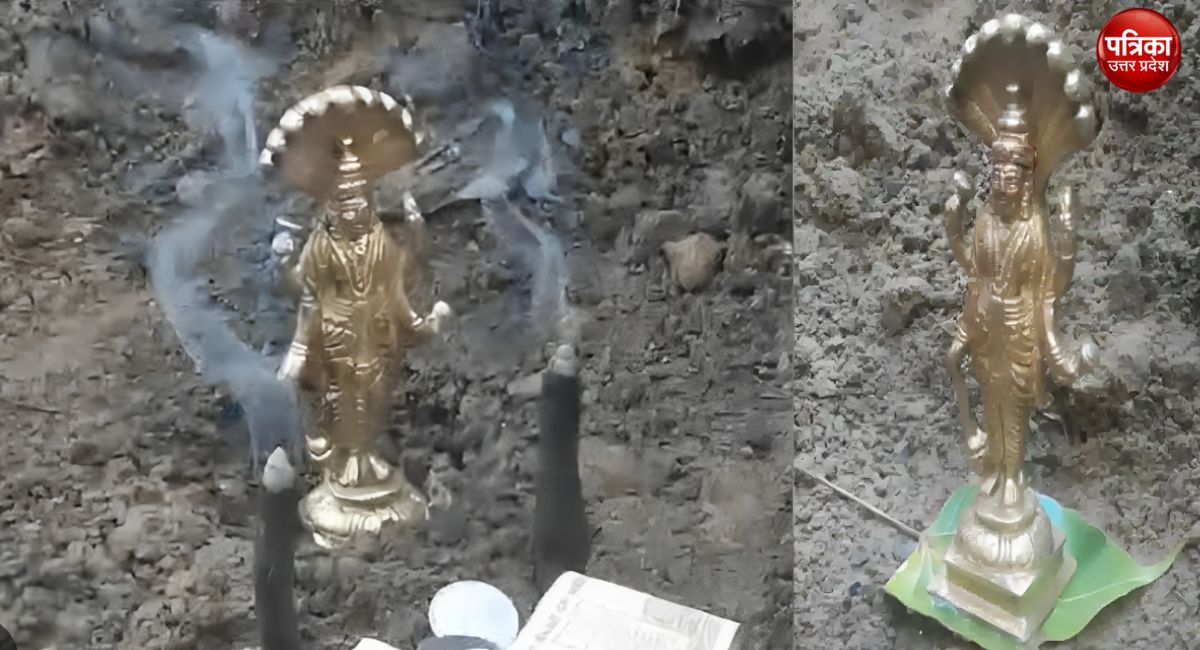 Video: जमीन से प्रकट होते भगवान विष्‍णु की वीडियो, शेषनाग भी साथ में दिखे