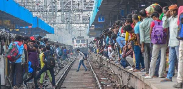 crowded railway station