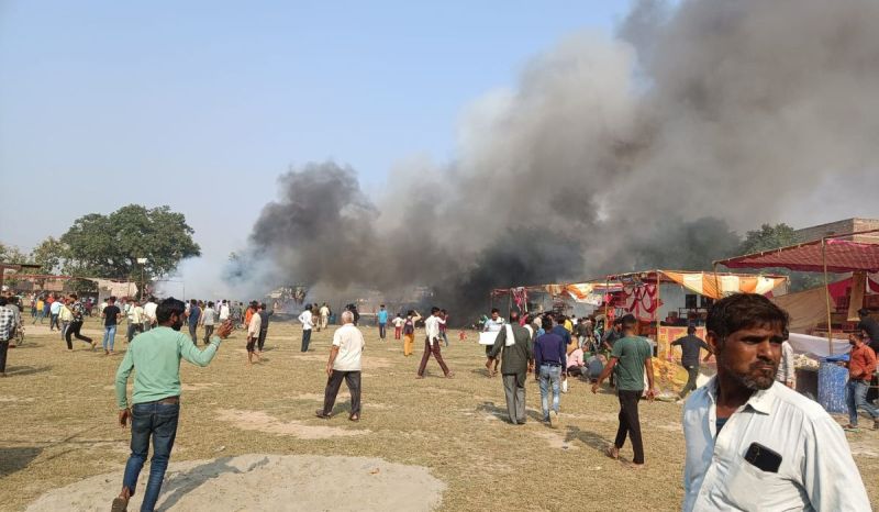 massive fire in the firecracker market of Mathura Heartbreaking pictures out