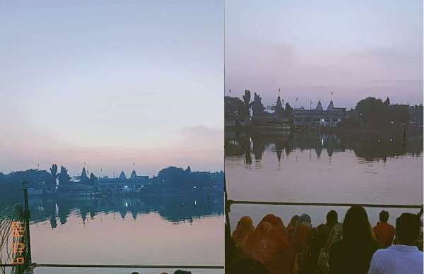 सूर्योदय काल में घाट के नज़ारे