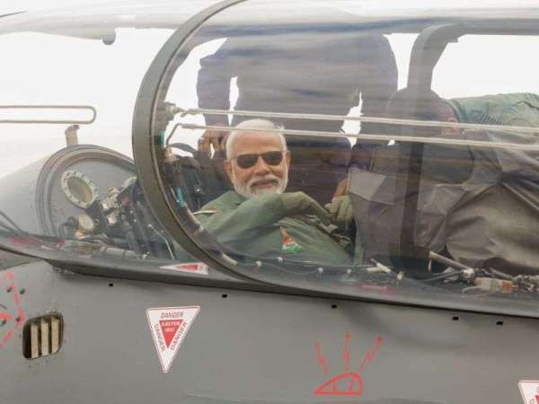PM Narendra Modi in Tejas aircraft