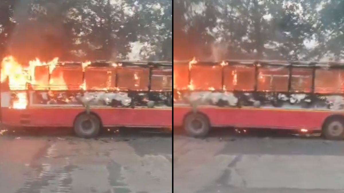 Video:यूपी में चलती बस बनी आग का गोला