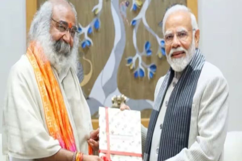  Achary Pramod krishnam meet pm modi Invitation to foundation stone laying ceremony of kalki dham