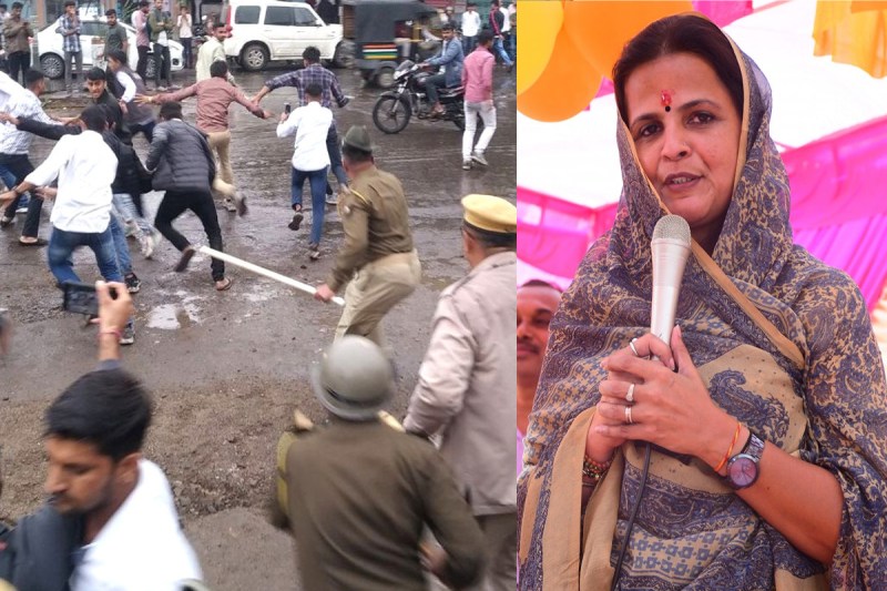 students protest video in support of mla priyanka choudhary in barmer