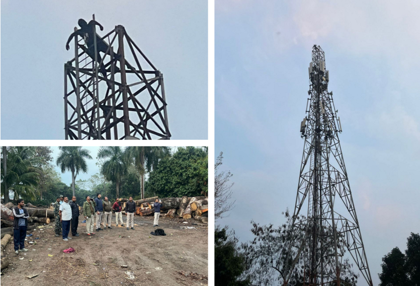 150 फीट ऊंचे मोबाइल टावर पर चढक़र लेट गया युवक, पुलिस ने उतरने कहा तो फेंकने लगा कपड़े, मचा हडक़ंप