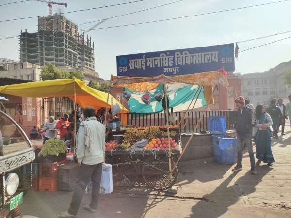 Encroachment outside the main gate of SMS Hospital Emergency