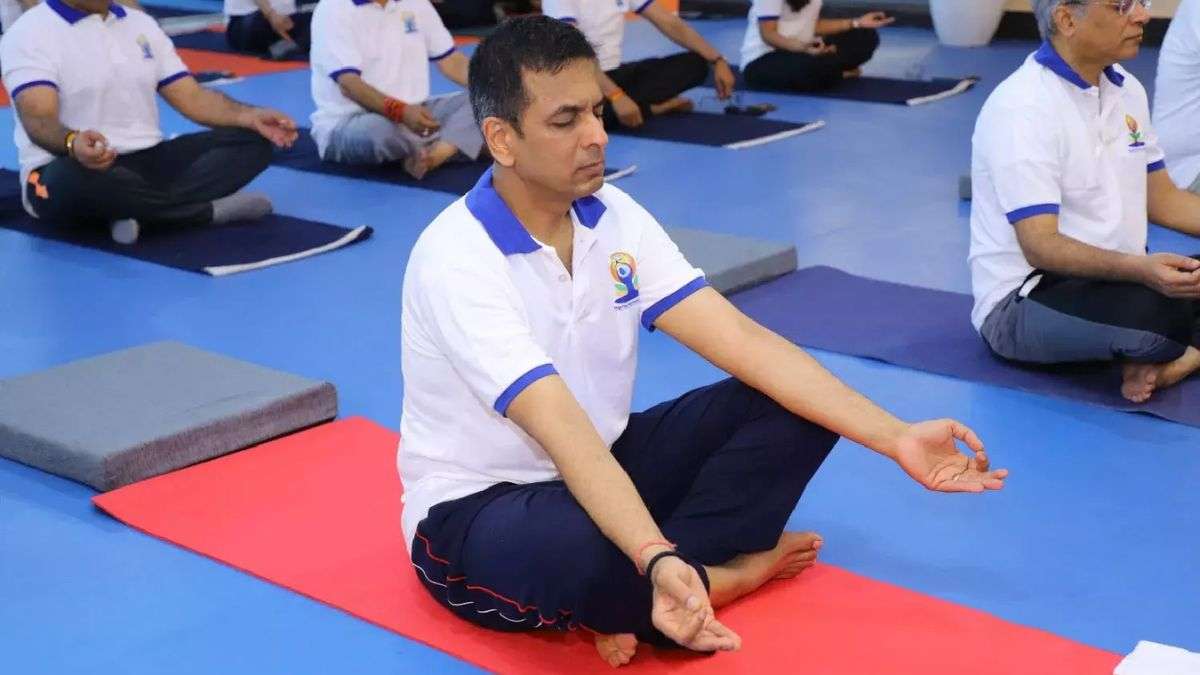 CJI practicing yoga