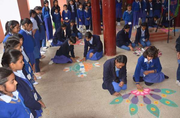 rangoli competition organized on Rajasthan Patrika Foundation Day