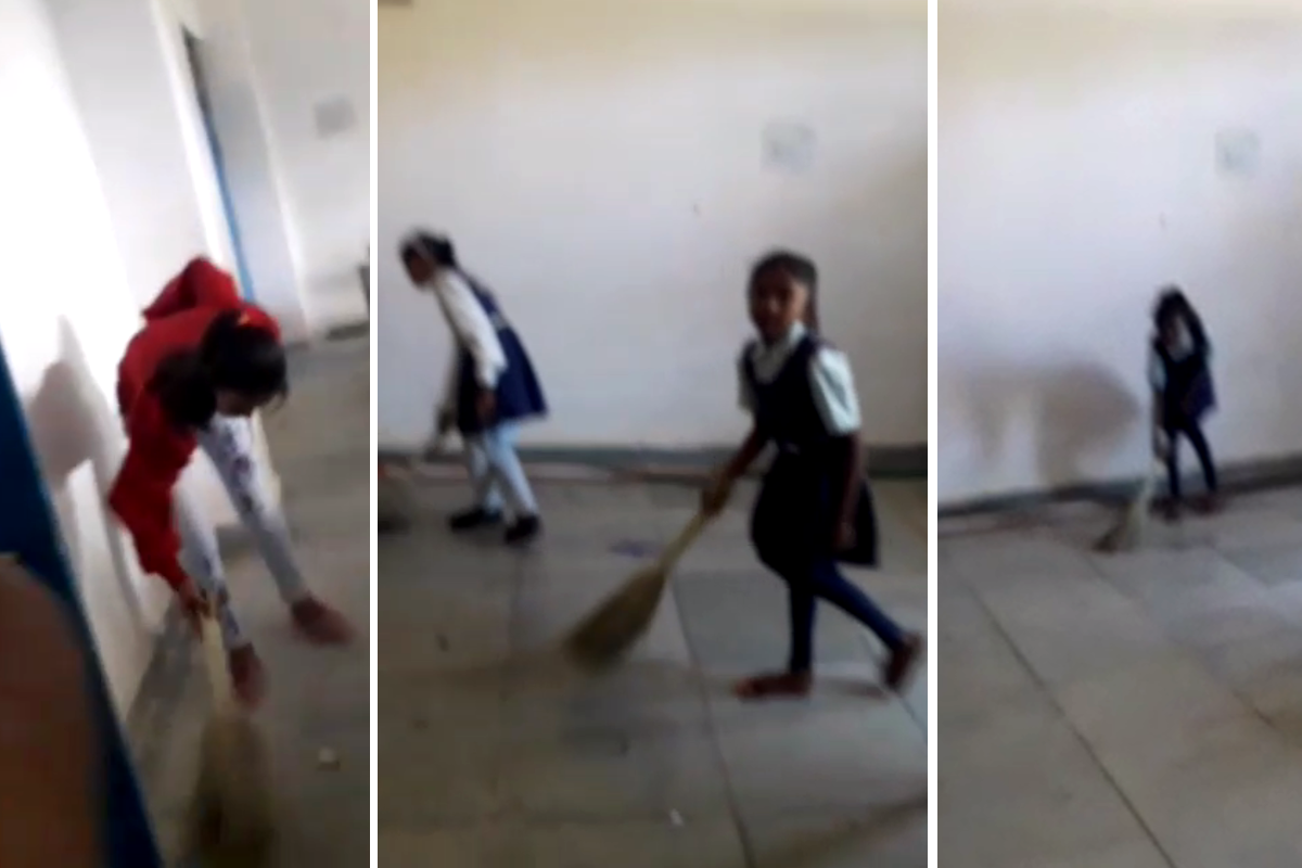 sweeping by girls in government school