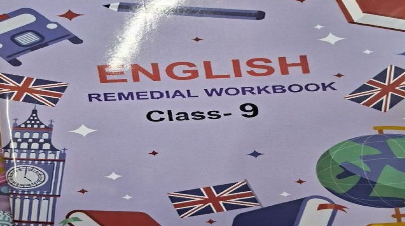 यह कैसी शिक्षा नीति, नवीं की वर्कबुक पर इंग्लैंड का झंडा