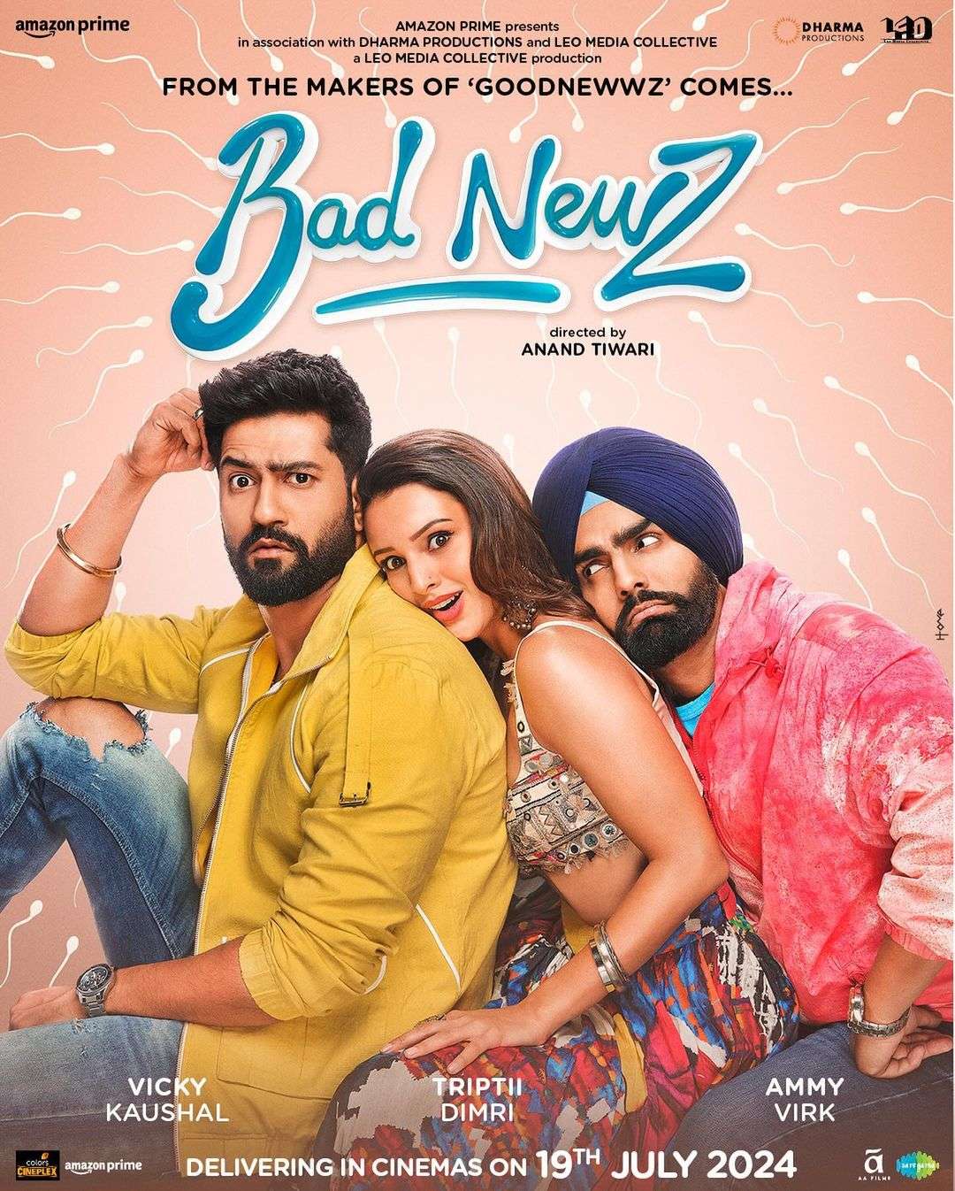 Tripti dimri vicky kaushal movie bad newz release date first poster revealed
