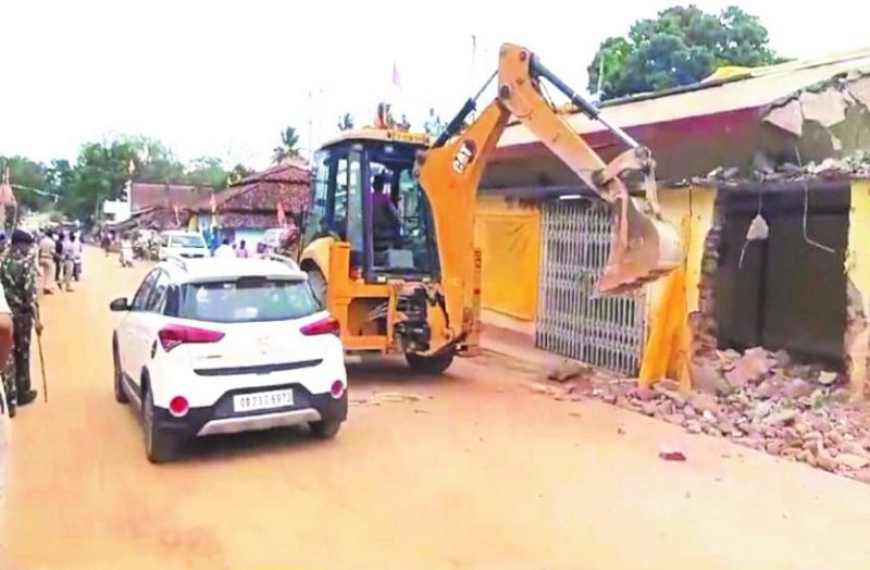 The process of removing encroachment from the roadside started on Tuesday.