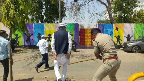 Aam Aadmi Party worker's demonstration