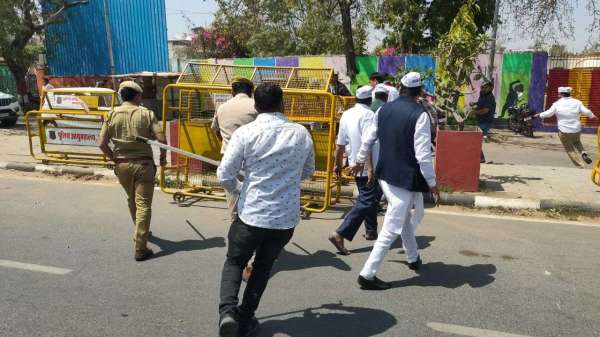 Aam Aadmi Party worker's demonstration
