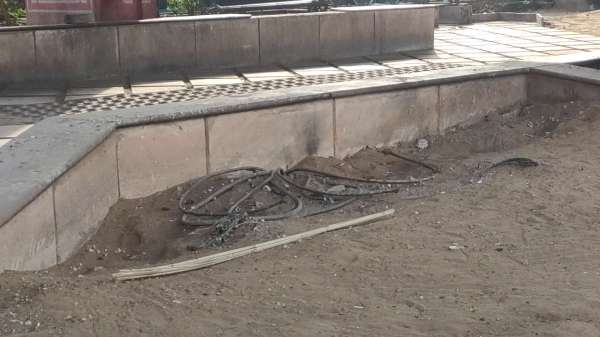 The beautification work done under Sanganer culvert is now ruined