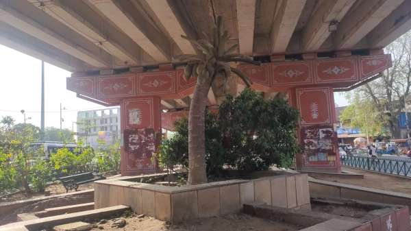 The beautification work done under Sanganer culvert is now ruined