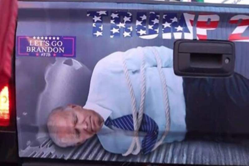 Hog-tied picture of US President Joe Biden