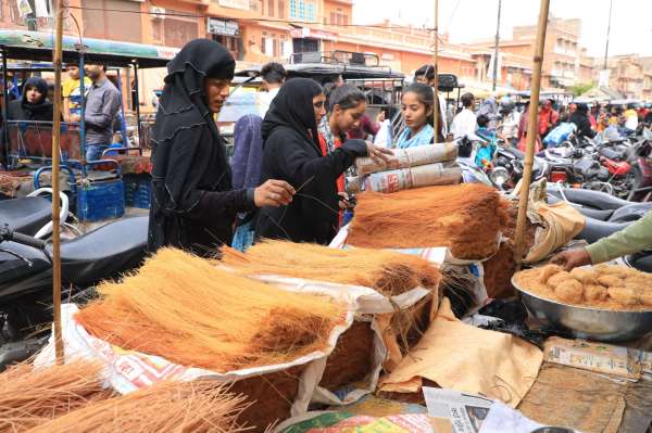 Crowd of shoppers in the market on Eid