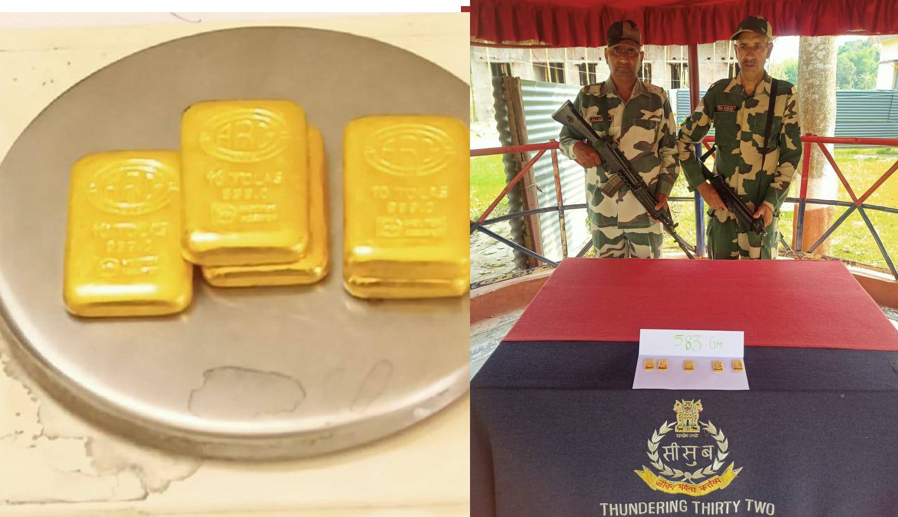 अंतरराष्ट्रीय सीमा पर 42 लाख रुपया का सोने का बिस्कुट बरामद, बीएसएफ चला रही है
तलाशी अभियान - image