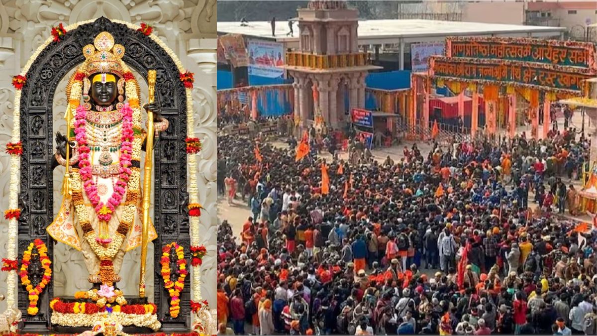 Ram Navami celebration in Ayodhya Devotees gathered in offer pray for Ramlala