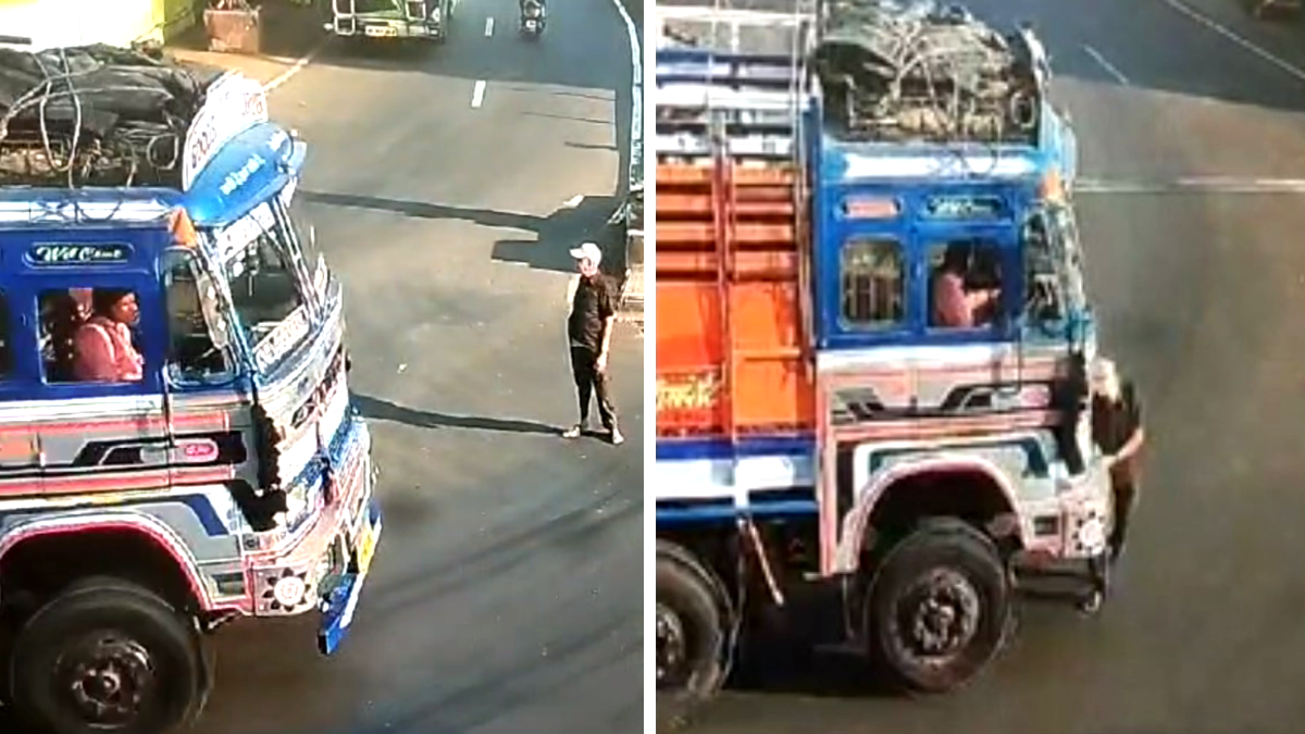 दर्दनाक हादसे का Video : बुजुर्ग के ऊपर से गुजर गया ट्रक, सड़क पर चिपक गया शव