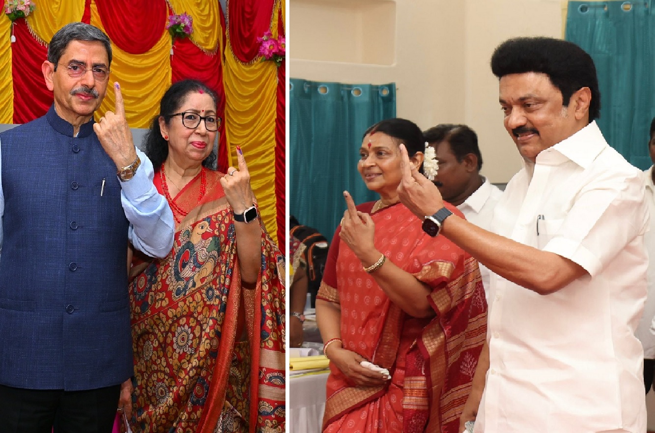 Lok Sabha Election 2024 Phase-1 Voting : तमिलनाडु की 39 लोकसभा सीटों के लिए शुक्रवार को एक चरण में हुए मतदान में राज्यपाल आर. एन. रवि, मुख्यमंत्री एमके स्टालिन समेत अन्य राजनेताओं ने मतदान किया।