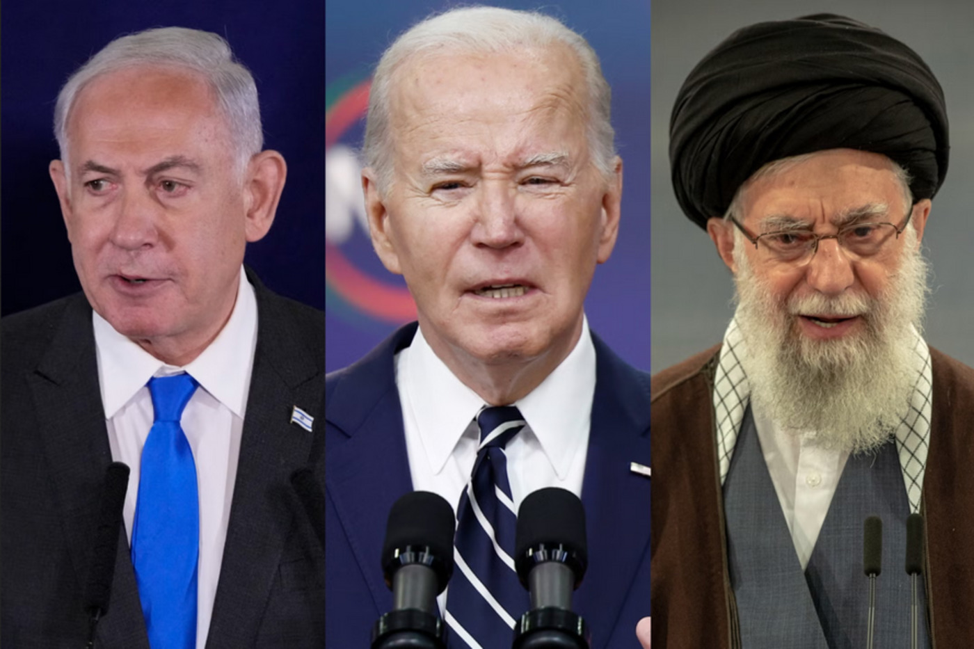 Benjamin Netanyahu, Joe Biden and Ali Khamenei