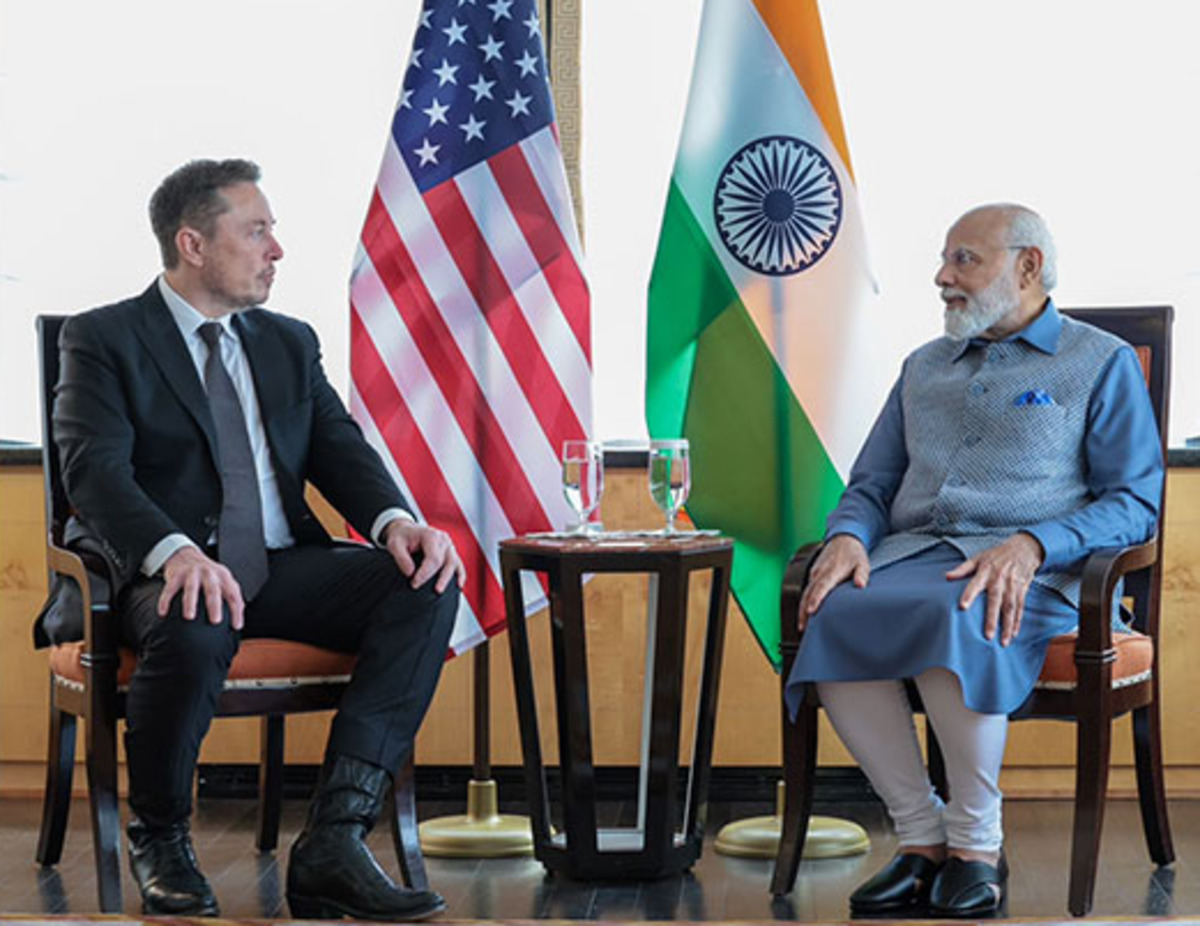 PM Narendra Modi with Elon Musk