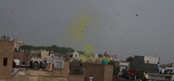 Kites decorated the sky with enthusiasm