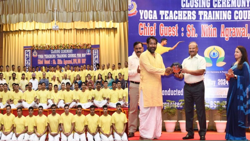 Yoga training camp organized for Border Security Force Shivanand Yoga Vedanta Ashram is training soldiers