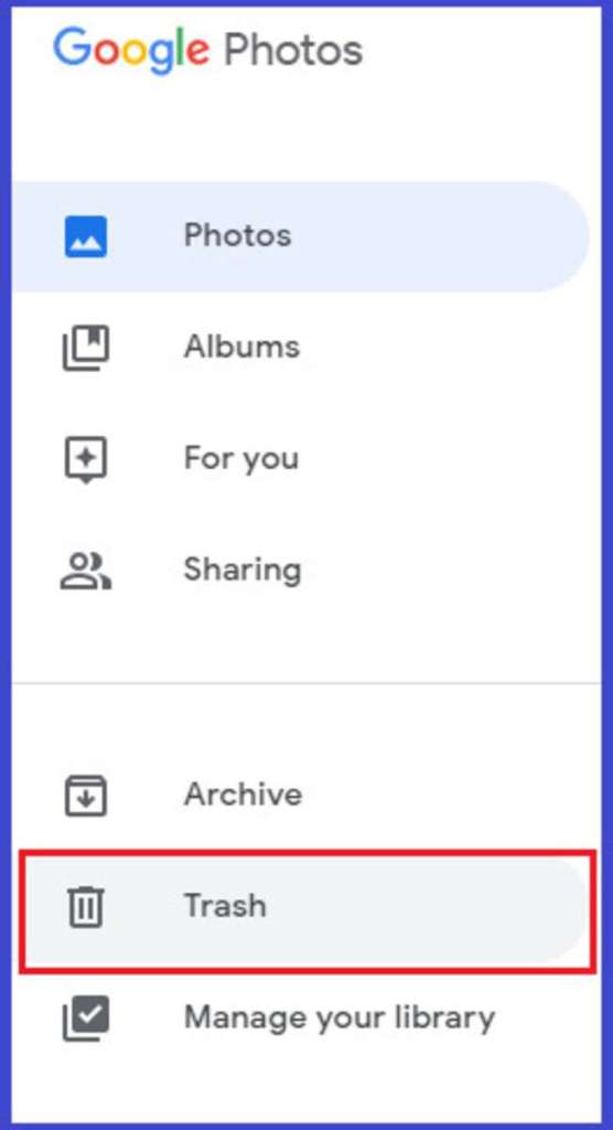 Google Photos menu