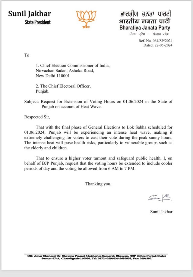 BJP Letter to EC