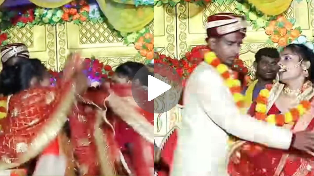 Viral Video: शादी वाले दिन स्टेज पर दुल्हन की ड्रेस में पहुंची गर्लफ्रेंड, दोनों
में हाथापाई देख दूल्हे के उड़े होश - image