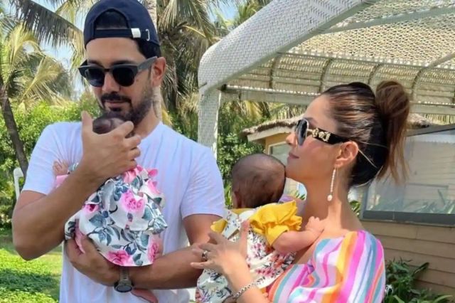 rubina dilaik abhinav shukla with their twins baby