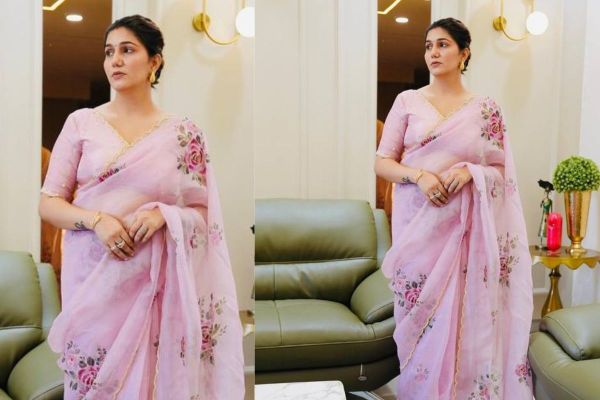 sapna choudhary in pink saree